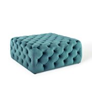 Tufted button large square performance velvet ottoman in sea blue by Modway additional picture 2