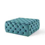 Tufted button large square performance velvet ottoman in sea blue by Modway additional picture 3
