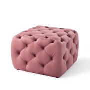 Tufted button square performance velvet ottoman in dusty rose additional photo 3 of 6