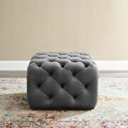 Tufted button square performance velvet ottoman in gray by Modway additional picture 7