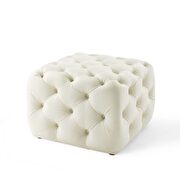 Tufted button square performance velvet ottoman in ivory additional photo 3 of 6