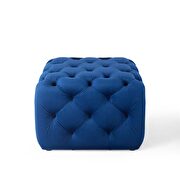 Tufted button square performance velvet ottoman in navy additional photo 4 of 9