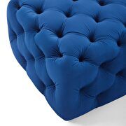 Tufted button square performance velvet ottoman in navy additional photo 5 of 9