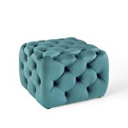 Tufted button square performance velvet ottoman in sea blue by Modway additional picture 2