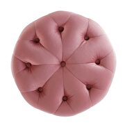 Tufted button round performance velvet ottoman in dusty rose additional photo 4 of 5
