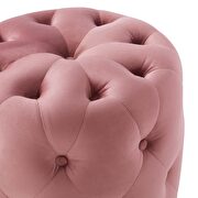 Tufted button round performance velvet ottoman in dusty rose additional photo 5 of 5