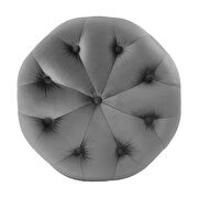 Tufted button round performance velvet ottoman in gray additional photo 3 of 4