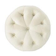Tufted button round performance velvet ottoman in ivory additional photo 4 of 5