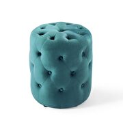 Tufted button round performance velvet ottoman in sea blue by Modway additional picture 3