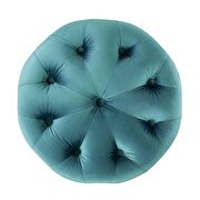 Tufted button round performance velvet ottoman in sea blue additional photo 4 of 5