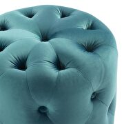 Tufted button round performance velvet ottoman in sea blue additional photo 5 of 5