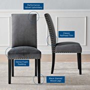 Performance velvet dining side chairs - set of 2 in charcoal additional photo 4 of 9