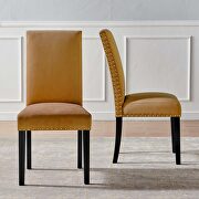 Performance velvet dining side chairs - set of 2 in cognac additional photo 3 of 9