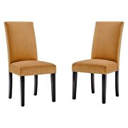 Performance velvet dining side chairs - set of 2 in cognac additional photo 5 of 9