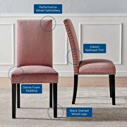 Performance velvet dining side chairs - set of 2 in dusty rose additional photo 4 of 9