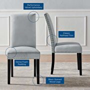 Performance velvet dining side chairs - set of 2 in light gray additional photo 4 of 9