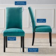 Performance velvet dining side chairs - set of 2 in teal by Modway additional picture 3
