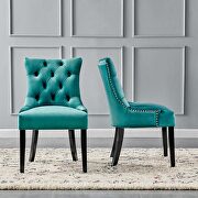 Tufted performance velvet dining side chairs - set of 2 in teal additional photo 3 of 8