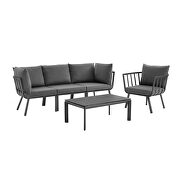 5 piece outdoor patio aluminum set in gray/ charcoal by Modway additional picture 2