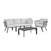 5 piece outdoor patio aluminum set in gray/ white by Modway additional picture 2
