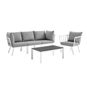 5 piece outdoor patio aluminum set in white/ gray by Modway additional picture 2