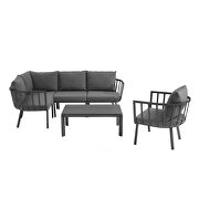 6 piece outdoor patio aluminum set in gray/ charcoal by Modway additional picture 2