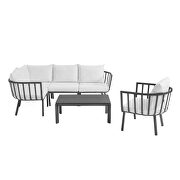 6 piece outdoor patio aluminum set in gray/ white by Modway additional picture 2