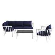 6 piece outdoor patio aluminum set in white/ navy by Modway additional picture 2