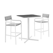 3 piece outdoor patio aluminum bar set in white/ gray by Modway additional picture 2