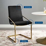 Performance velvet dining armchair in gold black additional photo 2 of 8