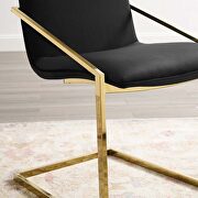 Performance velvet dining armchair in gold black additional photo 3 of 8