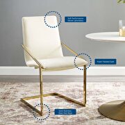 Performance velvet dining armchair in gold ivory additional photo 2 of 8