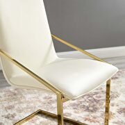 Performance velvet dining armchair in gold ivory additional photo 3 of 8
