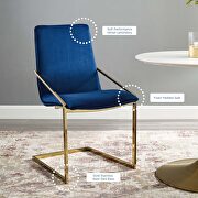Performance velvet dining armchair in gold navy additional photo 2 of 8