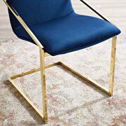 Performance velvet dining armchair in gold navy additional photo 3 of 8