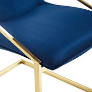 Performance velvet dining armchair in gold navy additional photo 4 of 8
