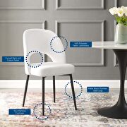 Upholstered fabric dining side chair in black white additional photo 3 of 8