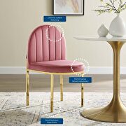 Channel tufted performance velvet dining side chair in gold dusty rose by Modway additional picture 2