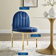 Channel tufted performance velvet dining side chair in gold navy additional photo 2 of 8