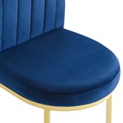 Channel tufted performance velvet dining side chair in gold navy additional photo 4 of 8