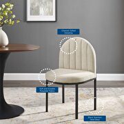 Channel tufted upholstered fabric dining side chair in black beige additional photo 2 of 8