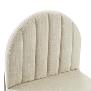 Channel tufted upholstered fabric dining side chair in black beige additional photo 3 of 8