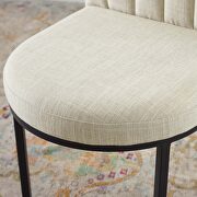Channel tufted upholstered fabric dining side chair in black beige additional photo 4 of 8