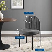 Channel tufted upholstered fabric dining side chair in black charcoal additional photo 2 of 8