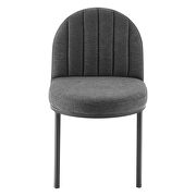 Channel tufted upholstered fabric dining side chair in black charcoal additional photo 5 of 8