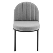 Channel tufted upholstered fabric dining side chair in black light gray additional photo 5 of 8