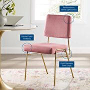 Performance velvet dining side chair in gold dusty rose by Modway additional picture 8
