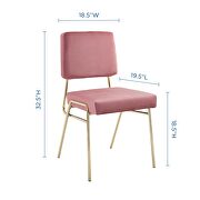 Performance velvet dining side chair in gold dusty rose by Modway additional picture 9