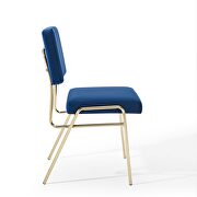 Performance velvet dining side chair in gold navy additional photo 3 of 7