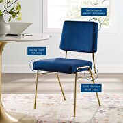 Performance velvet dining side chair in gold navy by Modway additional picture 7